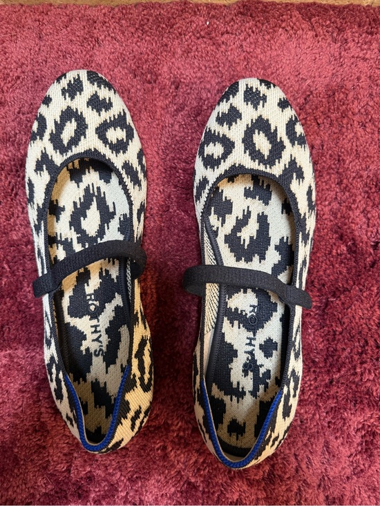 Rothy's Shoes - Rothy's Black and Cream Leopard Mary Jane Flats
